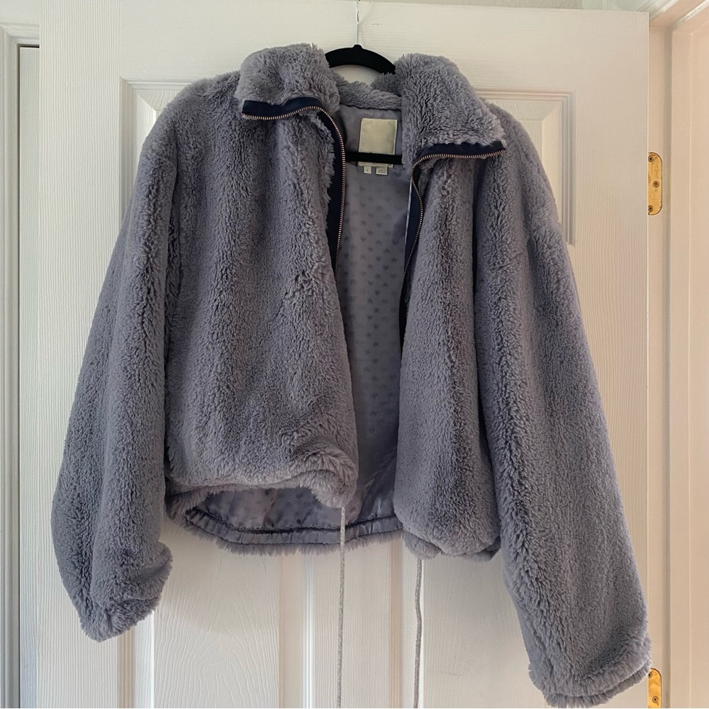 Anthropologie Fuzzy Bomber Jacket